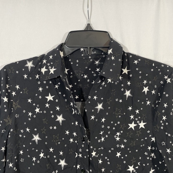 NEW Rails [ XS ] Noemi Star Button Down Long Sleeve Blouse‎ in Black Galaxy - Picture 7 of 16